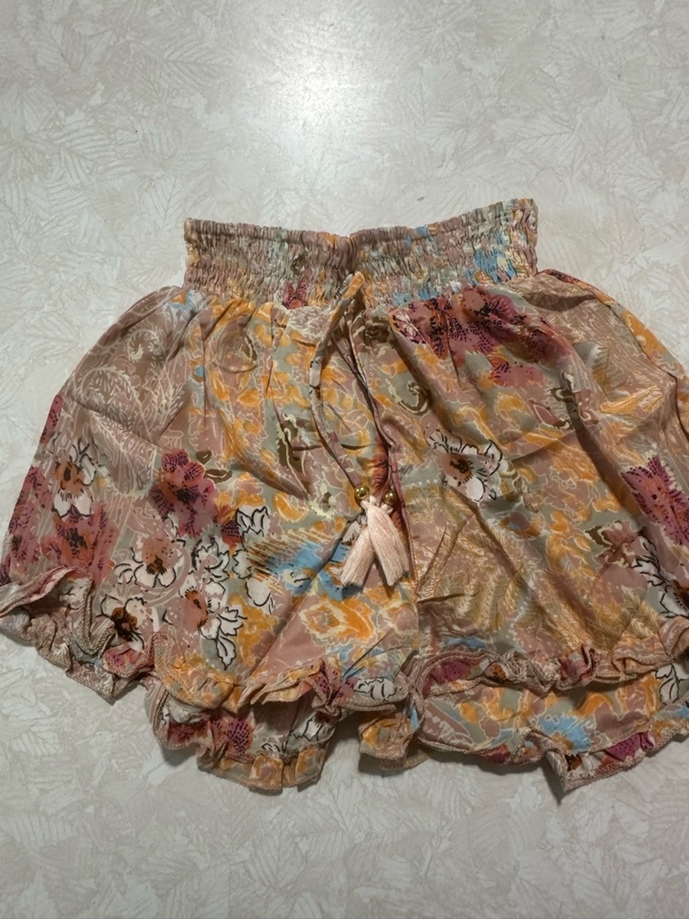 Boho Floral High-Waist Women’s Shorts - Light Pink Multi
